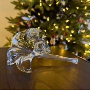 Vintage Hand-blown Clear Glass Lily Flower Figurine Home Decor